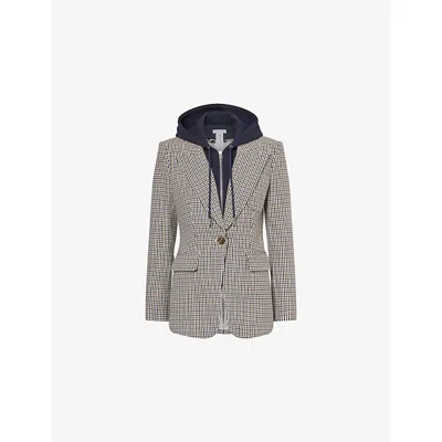 Veronica Beard Womens Navy Multi Livvy Dickey Hooded Stretch-cotton Blend Jacket