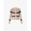 Veronica Beard Womens Oatmeal Melange Multi Christina Fairisle Round-neck Wool-blend Cardigan In Multi