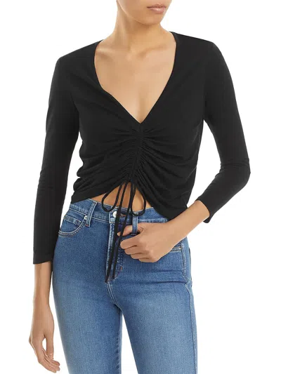 Veronica Beard Womens Ruched V-neck Pullover Top In Black