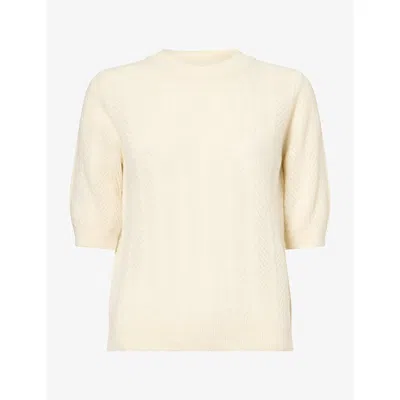 Veronica Beard Womens Shana Pointelle-knit Alpaca-blend Top Dove