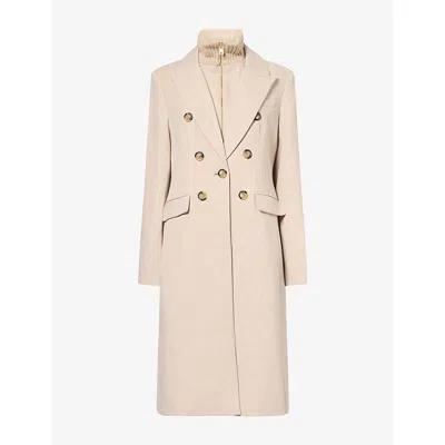 Veronica Beard Womens Stryder Double-breasted Woven Coat Oyster Melange
