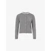 Veronica Beard Womens Dark Heather Grey Daro Crystal-embellished Wool Cardigan Xs In Gray