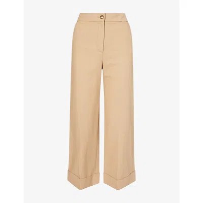 Veronica Beard Womens  Darrell Wide-leg Cotton-blend Trousers In Heritage Khaki