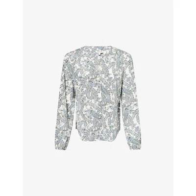 VERONICA BEARD WOMENS FARAH PAISLEY-PRINT SILK-BLEND BLOUSE ECRU MULTI