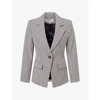 Veronica Beard Womens  Healy Checked Stretch-twill Blazer In Navy Multi