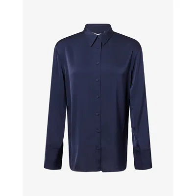 Veronica Beard Womens  Lloyd Relaxed-fit Satin Shirt In Navy