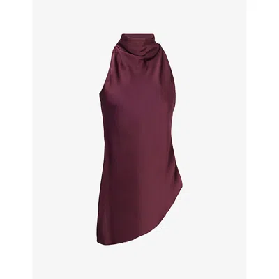 Veronica Beard Womens  Radford Asymmetric-hem Satin Top In Raisin