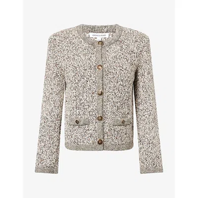 Veronica Beard Womens  Rexton Structured Cotton-blend Cardigan In Dove Multi