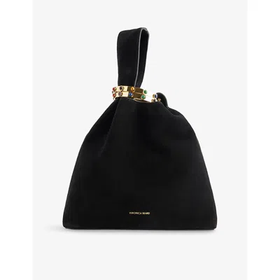 Veronica Beard Womens Swing Suede Clutch Bag Black