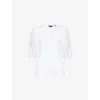 Veronica Beard Coralee Puff Sleeve Henley T-shirt In White