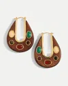 Veronica Beard Wood Embellished Drop Hoop In Multi