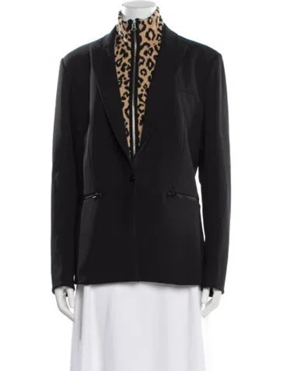 Pre-owned Veronica Beard Wool Animal Print Blazer In Black