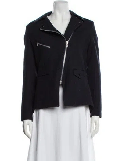 Pre-owned Veronica Beard Wool Biker Jacket In Blue