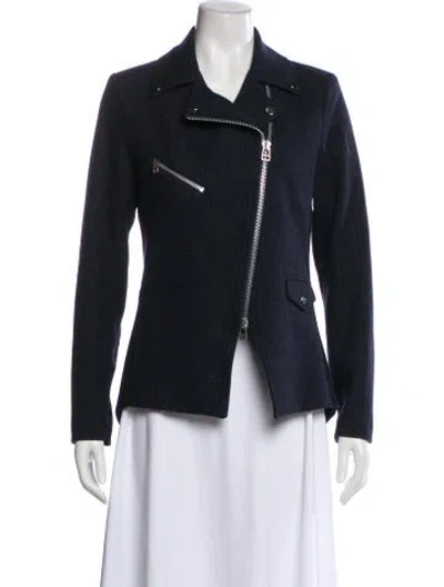 Pre-owned Veronica Beard Wool Biker Jacket In Blue