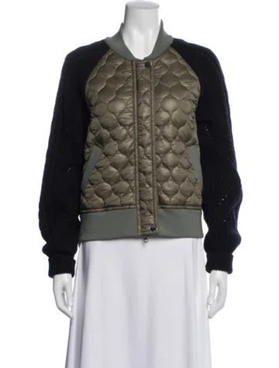 Pre-owned Veronica Beard Wool Bomber Jacket In Blue/green