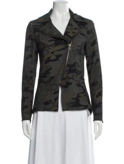 Pre-owned Veronica Beard Wool Camouflage Print Blazer In Green