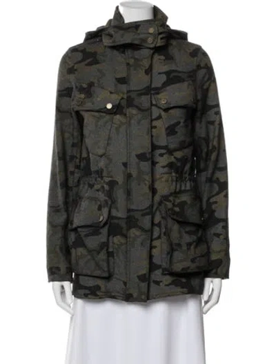 Pre-owned Veronica Beard Wool Camouflage Print Utility Jacket In Green