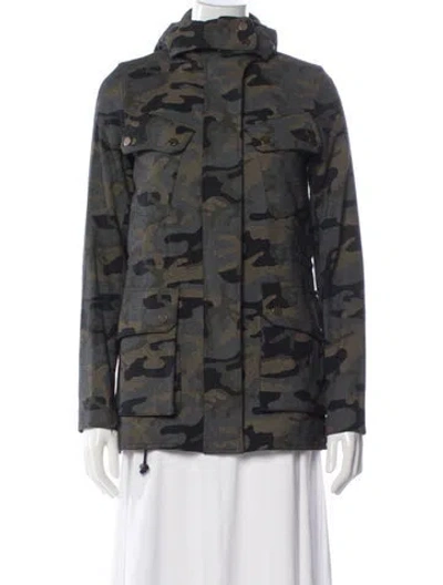 Pre-owned Veronica Beard Wool Camouflage Print Utility Jacket In Green