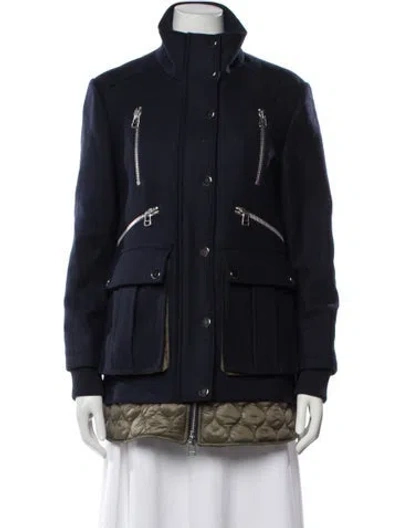 Pre-owned Veronica Beard Wool Coat In Blue