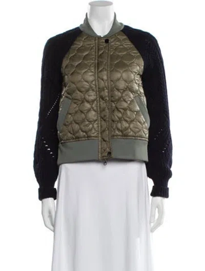 Pre-owned Veronica Beard Wool Colorblock Pattern Bomber Jacket In Multi