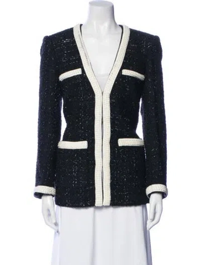Pre-owned Veronica Beard Wool Colorblock Pattern Jacket In Black