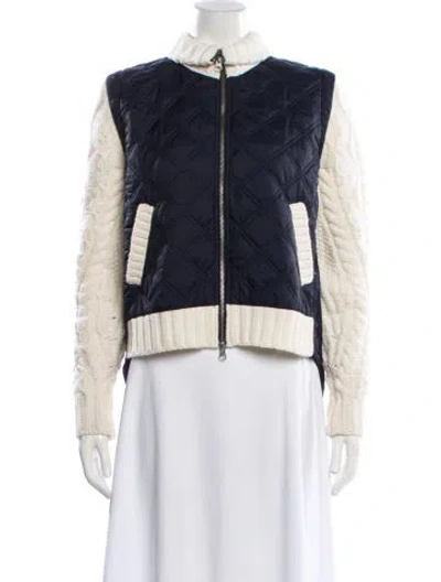 Pre-owned Veronica Beard Wool Colorblock Pattern Vest In Blue