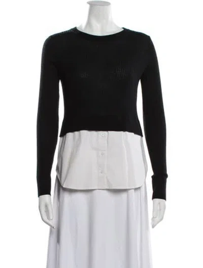 Pre-owned Veronica Beard Wool Crew Neck Top In Black