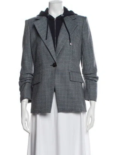 Pre-owned Veronica Beard Wool Houndstooth Print Blazer In Blue