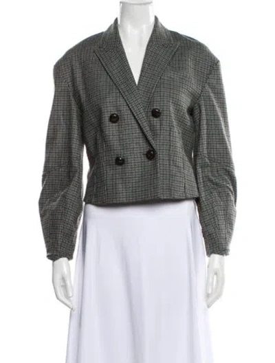 Pre-owned Veronica Beard Wool Houndstooth Print Blazer In Brown