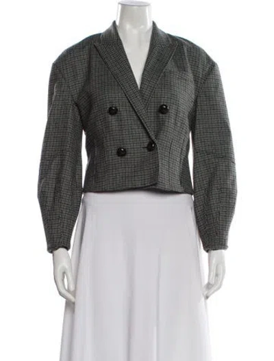 Pre-owned Veronica Beard Wool Houndstooth Print Blazer In Green