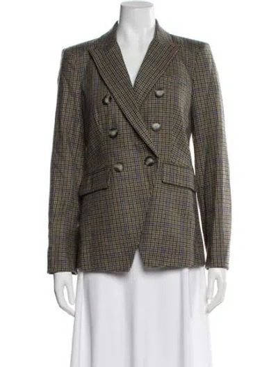 Pre-owned Veronica Beard Wool Houndstooth Print Blazer W/ Tags In Green