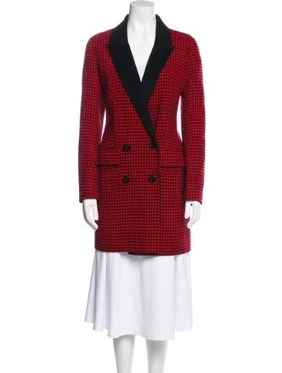 Pre-owned Veronica Beard Wool Houndstooth Print Coat In Multi