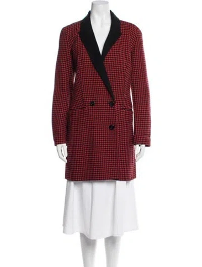 Pre-owned Veronica Beard Wool Houndstooth Print Coat In Red