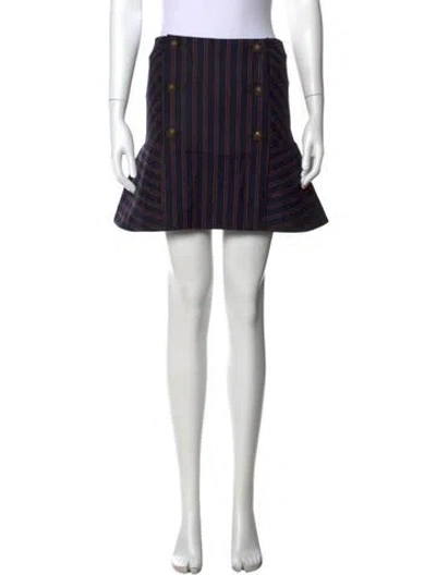 Pre-owned Veronica Beard Wool Mini Skirt In Blue