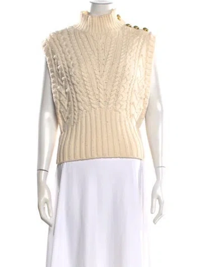 Pre-owned Veronica Beard Wool Mock Neck Sweater In Neutral