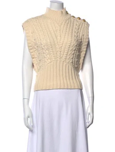 Pre-owned Veronica Beard Wool Mock Neck Sweater In Neutral