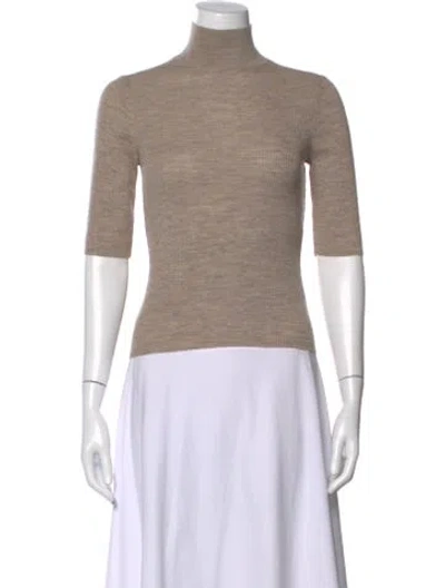 Pre-owned Veronica Beard Wool Mock Neck Top In Neutral