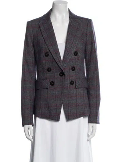 Pre-owned Veronica Beard Wool Patterned Blazer In Gray