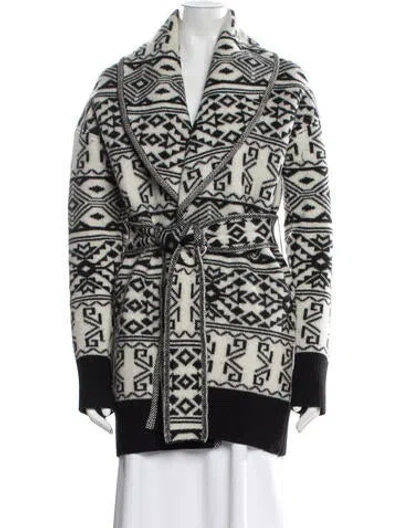 Pre-owned Veronica Beard Wool Patterned Coat In Black/white