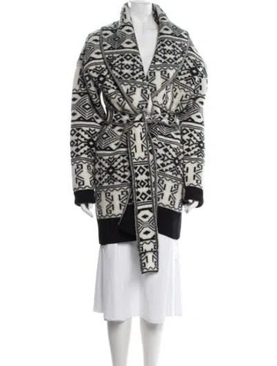 Pre-owned Veronica Beard Wool Patterned Coat In Black/white
