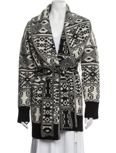 Pre-owned Veronica Beard Wool Patterned Coat In Black/white