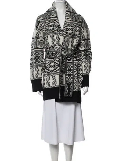 Pre-owned Veronica Beard Wool Patterned Coat In White