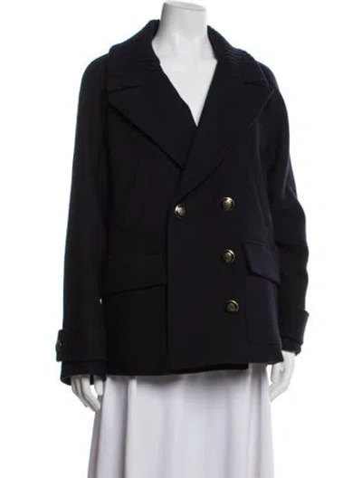 Pre-owned Veronica Beard Wool Peacoat In Black