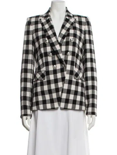 Pre-owned Veronica Beard Wool Plaid Print Blazer In Black