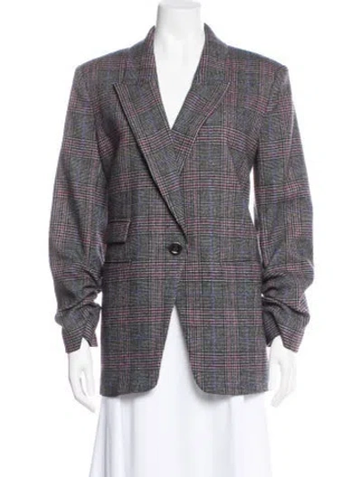 Pre-owned Veronica Beard Wool Plaid Print Blazer In Black