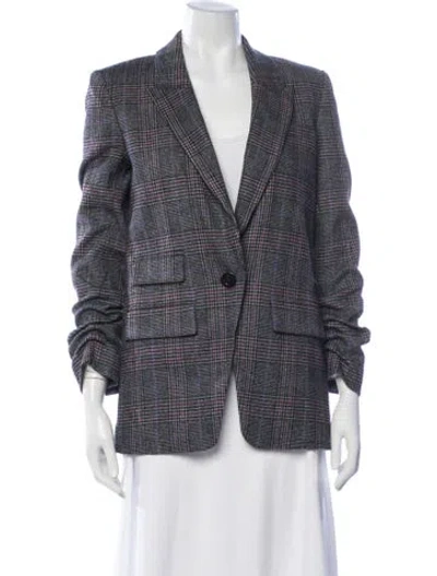 Pre-owned Veronica Beard Wool Plaid Print Blazer In Black