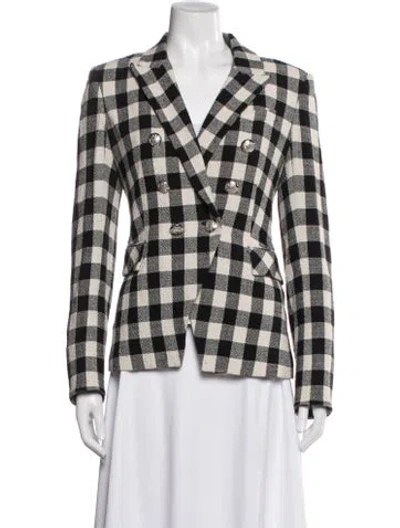 Pre-owned Veronica Beard Wool Plaid Print Blazer In Black