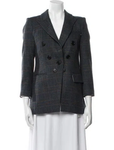 Pre-owned Veronica Beard Wool Plaid Print Blazer In Blue