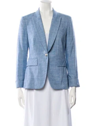 Pre-owned Veronica Beard Wool Plaid Print Blazer In Blue
