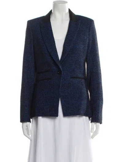 Pre-owned Veronica Beard Wool Plaid Print Blazer In Blue